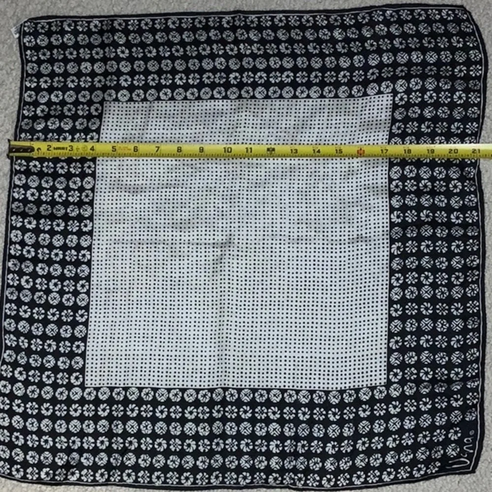 Vintage Vera Neumann Scarf Black White Rayon Silk Geometric Japan 21” Square